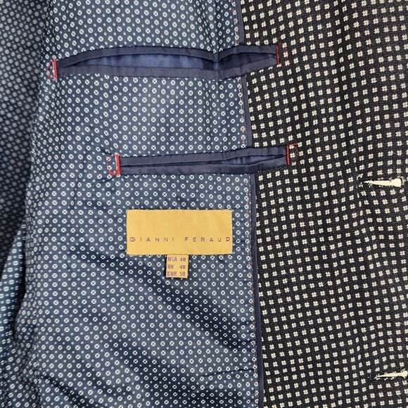 Navy & White Gingham Check Blazer Jacket - Picture 9 of 16